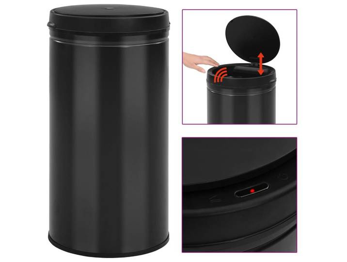 vidaXL Mülleimer Automatischer Sensor-Mülleimer 60 L Kohlenstoffstahl Schwarz