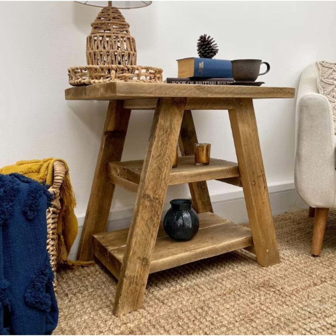 Alpen Home Barkeyville Solid Wood Top Four Leg Rectangular Side Table Medium 152.4cm H X 152.4cm W X 109.22cm D
