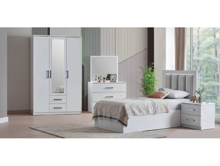 Xlmoebel Schlafzimmer-Set Elegantes 4-teiliges Jugendzimmer-Set mit Bett, Schrank und Tisch, (Schlafzimmer-Set, 4-tlg., 4-teiliges Jugendzimmer-Set), Made in Europa