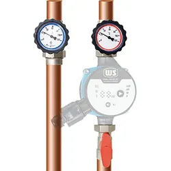 Pumpen-Anschlussgruppe Heizkreisset Typ 7 DN25 1 Zoll Vorlauf Rücklauf vernickelt Pumpe