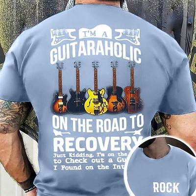 Herren Lustiges Guitaraholic T-Shirt - Auf dem Weg zur Genesung Wortspiel Musikliebhaber Rock Grafik T-Shirt
