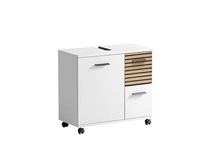 Schildmeyer 158577 Katta Meuble sous-lavabo\, Blanc Mat/Aspect Panneau Acoustique\, 65 x 32 x 60 cm