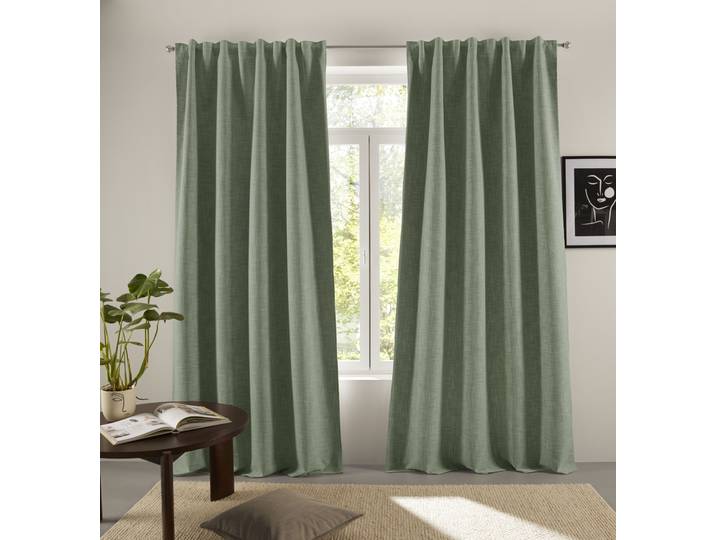 Verdunkelungsvorhang Marusha, 100% verdunkelnd, robuste Haptik, Thermo Gr. 1, grün (dunkelgrün), B:135cm H:145cm, Polyester, Polyester, LEGER HOME BY LENA GERCKE, Gardinen, Verdunkelungsvorhang, Verdunkelnder Vorhang, blickdicht, Leinenoptik, robuste Haptik, Thermo