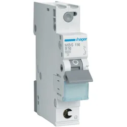 Hager MBS116 Leitungsschutzschalter 1 polig 6kA B-Charakteristik 16A Quick Connect 1 Modul