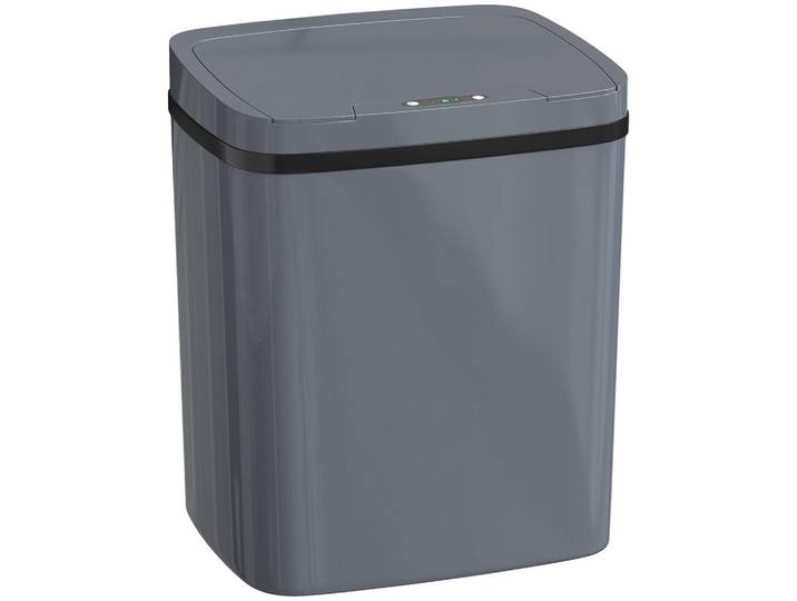 Homcom Sensor-Mülleimer Kunststoff Grau, 21.4x33.5x27.6 cm, Badaccessoires, Abfalleimer