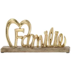 Natura Punto, Deko Schriftzug, Schriftzug Familie aus Holz und Aluminium zum Dekorieren, gold, 32 x 16 x 5 cm