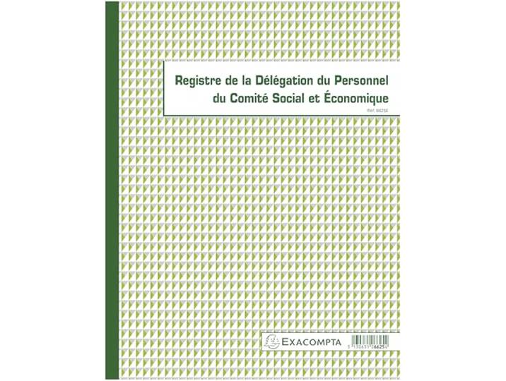 Exacompta - Réf. 6625E - 1 Registre de la Délégation du Personnel du C.S.E. (Comité Social Economique) conforme à la législation du travail - Format vertical : 32 x 24 cm - 30 pages