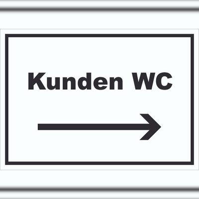 HB-Druck Kunden WC Schild mit Text und Richtungspfeil rechts Toilette waagerecht A0 (841x1189mm)