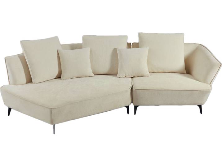 KAWOLA Sofa GARBO Designsofa Stoff cremeweiß links offen