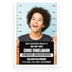 Einladungskarte Jugendweihe: Mugshot mit Foto in Türkis