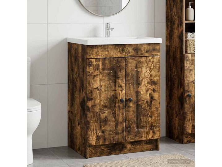 vidaXL Unter dem Waschbecken Badschrank Geräucherte Eiche