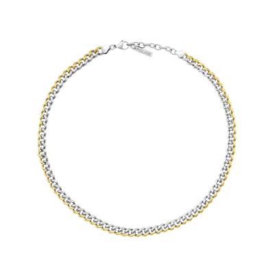 Edelstahlkette POLICE "Long-Lasting", silber (edelstahlfarben, gelbgoldfarben), Halsketten, Herren, Edelstahl, L: 55 B: 8mm, Edelstahlkette, B:8mm