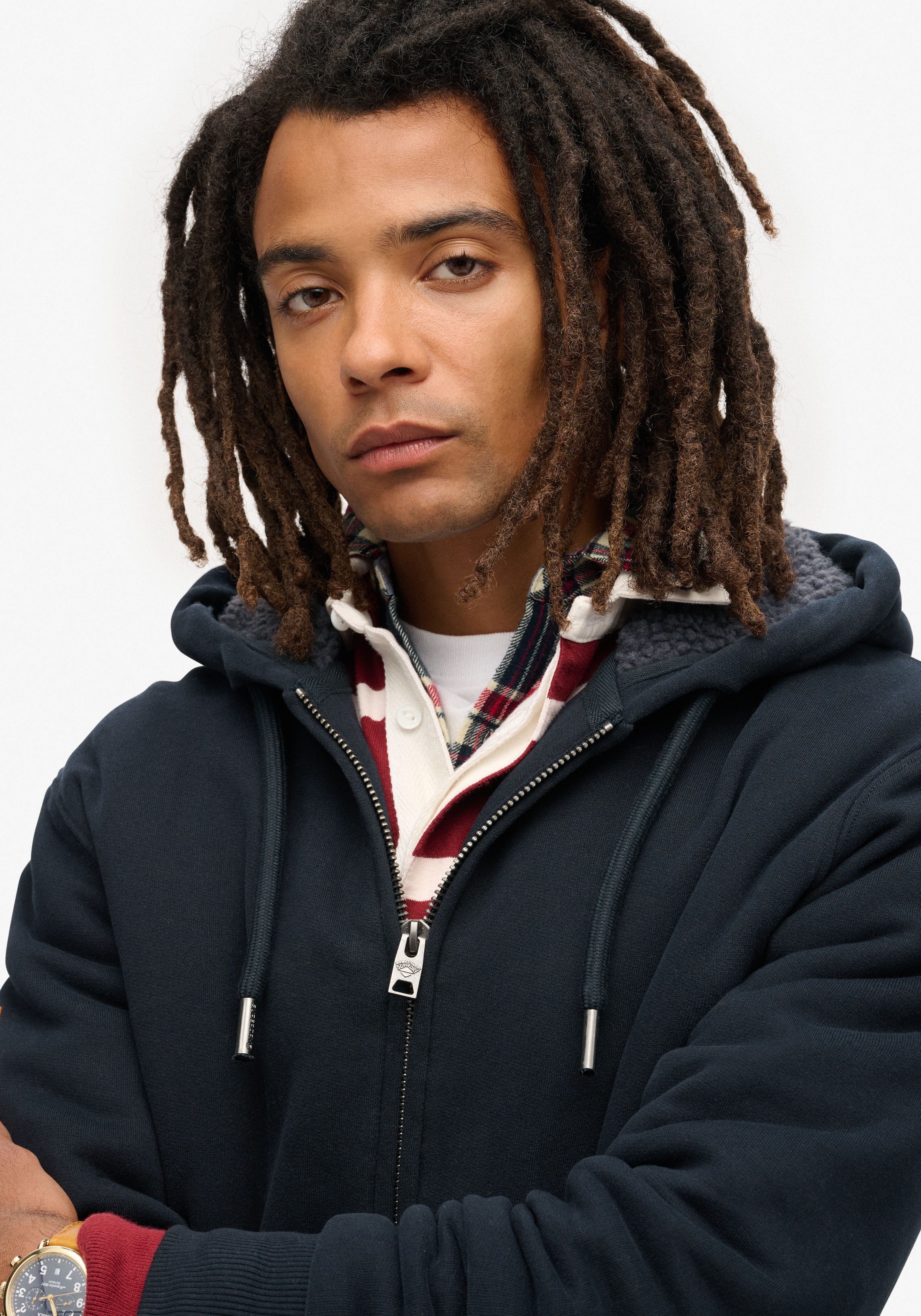 Kapuzensweatjacke SUPERDRY "Borg Lined Ziphood", Herren, Gr. XXL, blau (eclipse navy), angeraute Sweatware, Obermaterial: 80% Baumwolle, 20% Polyester, unifarben, slim fit hüftlang, Rundhals, Sweatjacken Kapuzensweatjacke, aus Baumwolle und Polyester, Sli