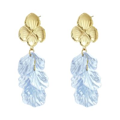 Paar Ohrhänger ADELIA´S "LIVAYA", Damen, Gr. Damen, babyblau, Edelstahl, Ohrringe, Modisch mit Blüten und Blattanhängern gestaltet