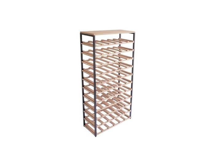 Range-Bouteilles - Box and Beyond - 58 x 25 x 121 cm - Métal Noir et Bois - 11 Etagères - Pour 66 Bouteilles