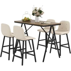 HOMCOM HOMCOM Bartisch mit Barhocker Set, Küchentisch, 5-teilig Essgruppe, Bartisch Set