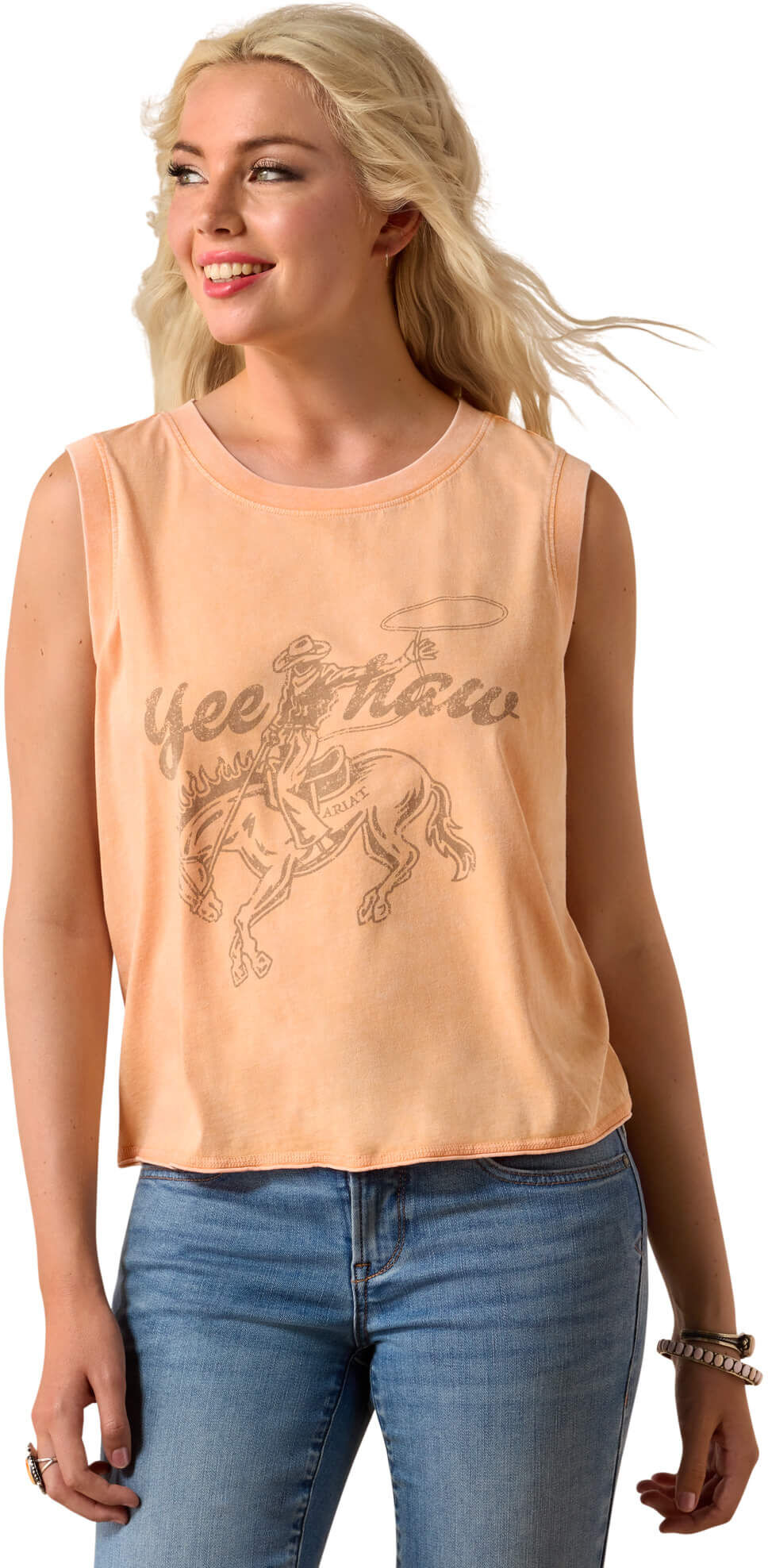 Women's Wild Roper Tank in Orange Chiffon, Size: XS by Ariat