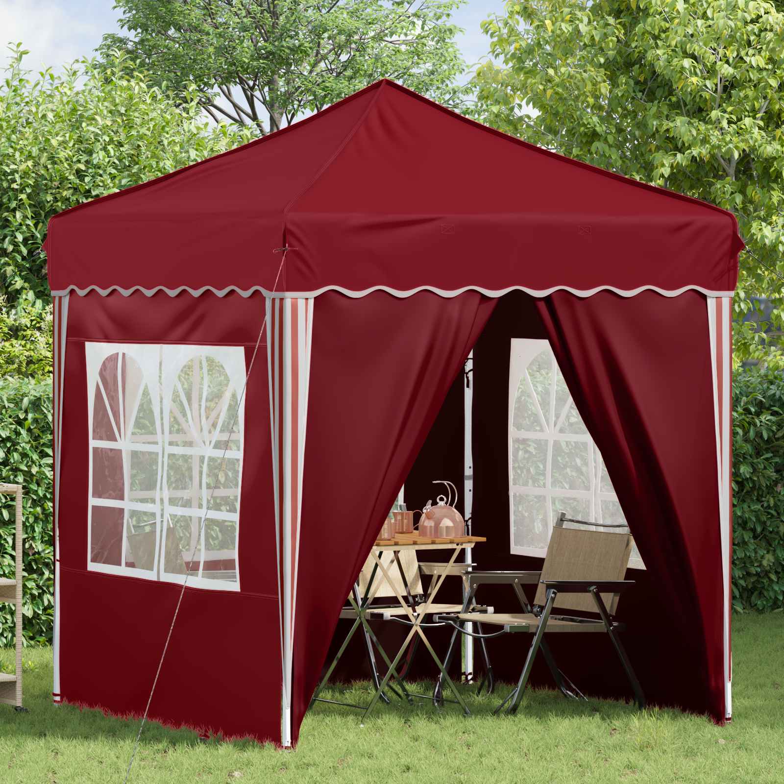 vidaXL Tente de fête pop-up 195 x 195 x 245 cm Bordeaux Tissu Oxford