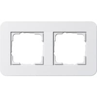 Abdeckrahmen zwei Fach mit Trägerrahmen, Kunststoff, Thermoplast, Schutzart IP20 weiß (glänzend), Retail
