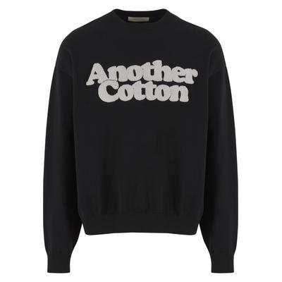 Rundhalspullover ANOTHER COTTON LAB "Another Cotton Lab", Herren, Gr. S, schwarz, 100% Baumwolle, mehrfarbig, oversize, Rundhals, Pullover Rundhalspullover