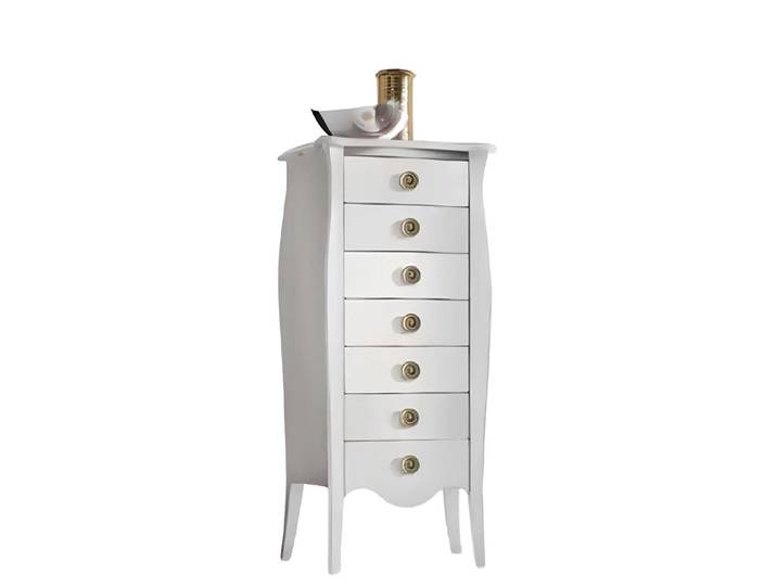 Xlmoebel Hochkommode Weißes Massivholz Sideboard mit Schubladen und filigranen Details (Kommode, 1 St., Kommode), Hergestellt in Europa