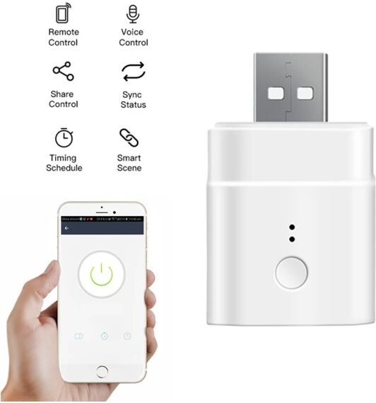 Adaptador USB 5V Inteligente s/ Fios Wi-Fi - Sonoff Micro