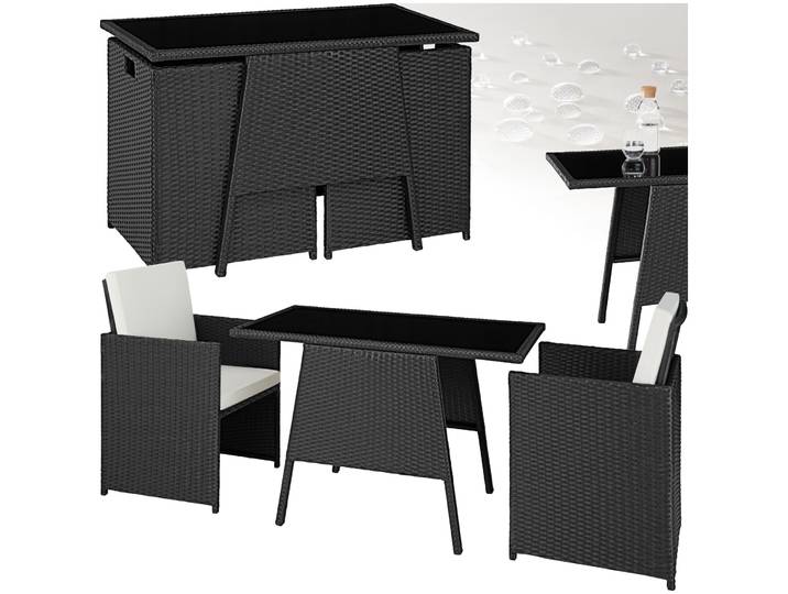 Rattan Sitzgruppe Lausanne 2+1 - schwarz