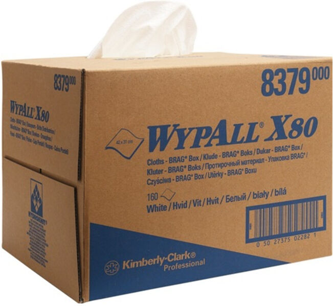Torchon Wypall X80 8379 L427xl318env. mm 1 couche blanc 1 box x 160 serviettes K ; Kimberly-Clark (8379)