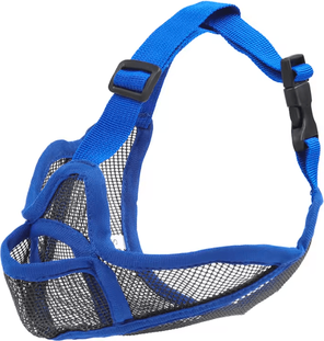 Inspire Curations AirComfort Frenchie Muzzle Breathable Short Snout Dog Muzzle For Safe Outdoor Control blue xs