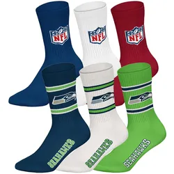 NFL Unisex Socken, 6er Pack - NFL Teams, 6Pack Crew Socks, Football, Logo, Baumwollmischung Seattle Seahawks/Mix / 43-46