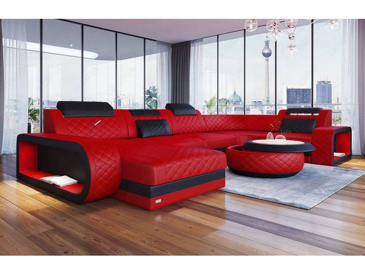Wohnlandschaft Berlin U-Form aus Leder