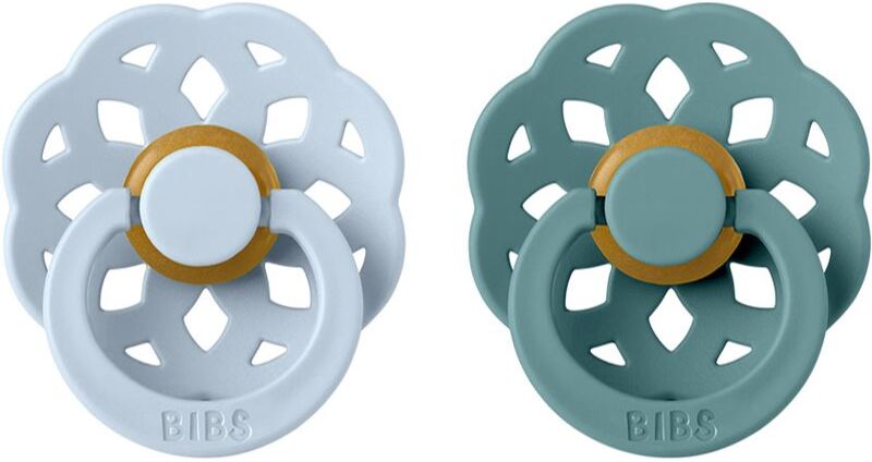 BIBS Boheme Natural Rubber Size 2: 6+ months tétine Baby Blue / Island Sea 2 pcs