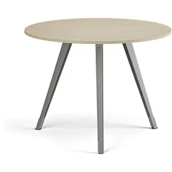 Couchtisch PRIMO ZEN, Durchmesser 100 cm, graues Metallgestell, Birke