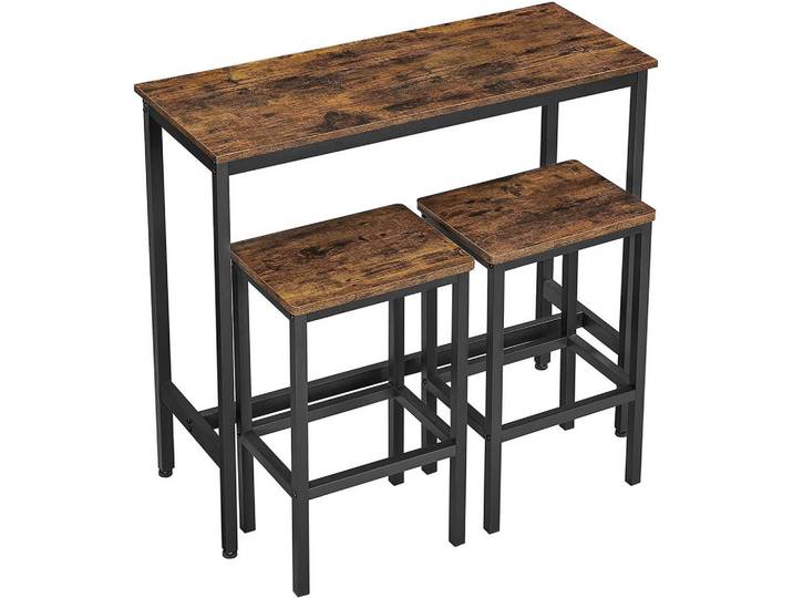 Hansiro Essgruppe Bartisch-Set, Braun, 40x90x100 cm, Esszimmer, Barmöbel, Bartische