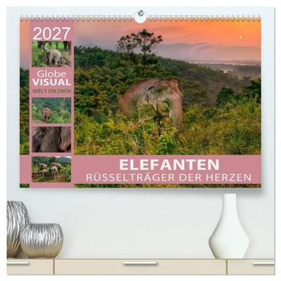 ELEFANTEN - Rüsselträger der Herzen (hochwertiger Premium Wandkalender 2027 DIN A2 quer), Kunstdruck in Hochglanz
