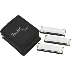 Fender Blues Deluxe Harmonica, 3-Pack (Mundharmonika, Diatonisch), Blasinstrumente, Silber