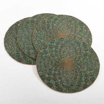 Saro Lifestyle Belagavi Collection Beaded Design Placemats (Set of 4)
