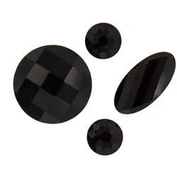 Facettierte Glasperlen, schwarz, 4 Stück
