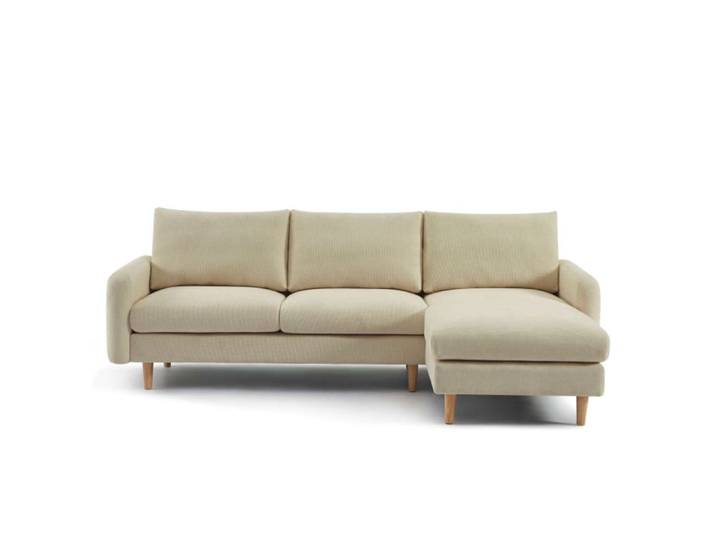 Canapé d'angle fixe réversible tissu chenille 4 places taupe
