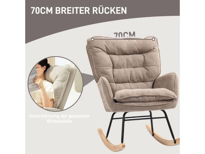 Feuille épaissie Rocking chair Swing Armchair fauteuil de soins avec look chenille Rocking chair capacité de charge jusqu'à 120