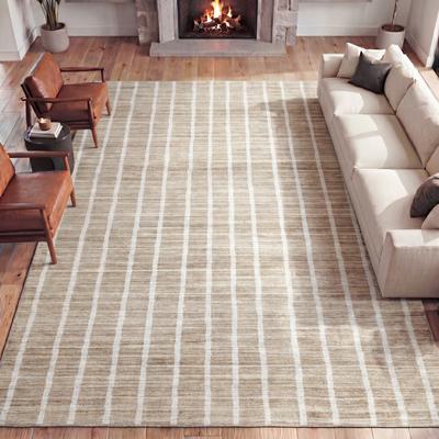 JONATHAN Y Orton Distressed Ticking Stripe Non-Slip Machine-Washable Rug