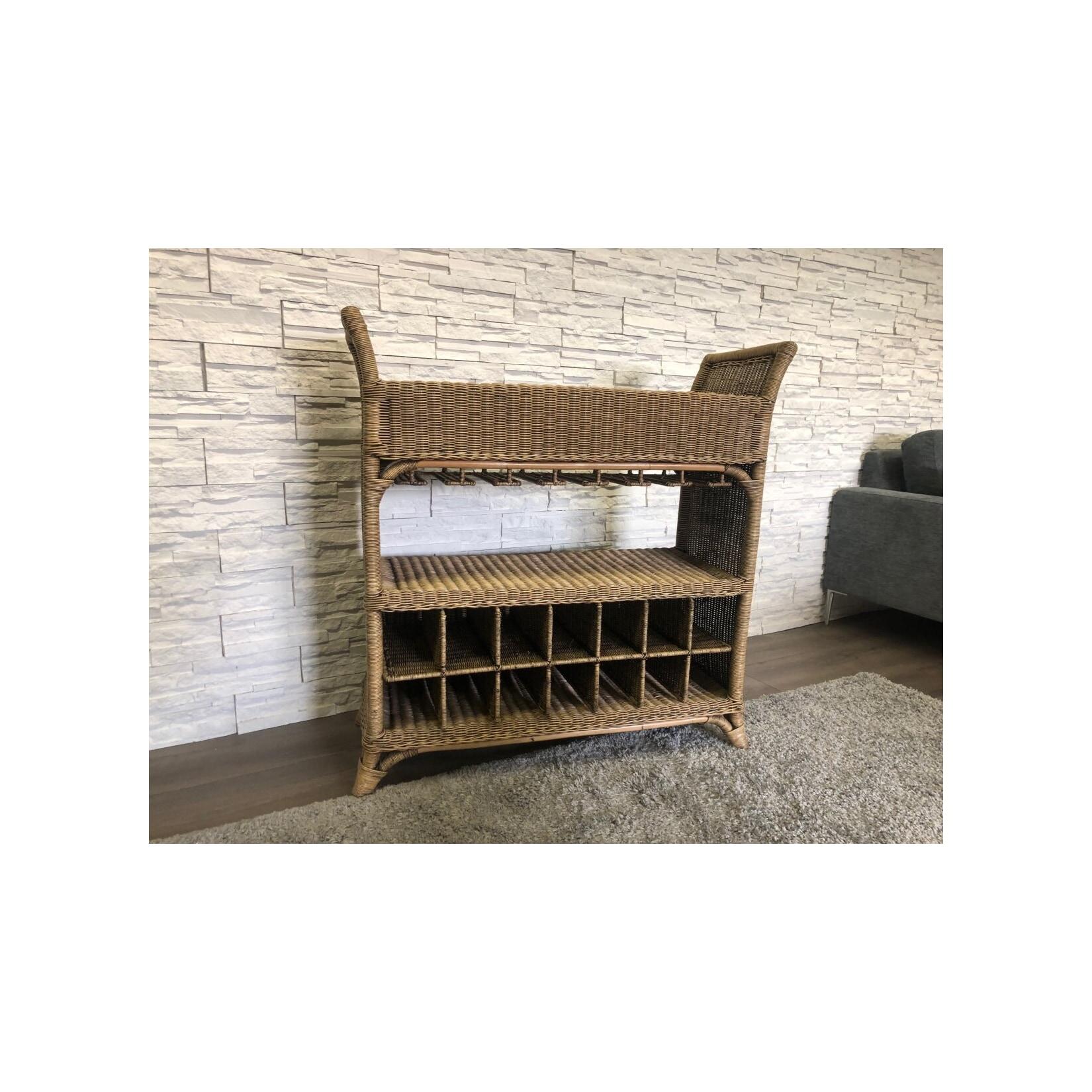 Sedex Sedex Faunus Weinregal aus Rattan – Flaschenregal für ca. 21 Weinflaschen mit Glashalter