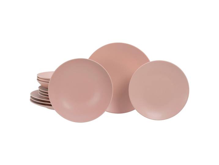 Creatable Tafelservice Soft Touch Peach, Rosa, Keramik, 12-teilig, lebensmittelecht, stapelbar, Geschirr, Geschirrsets, Tafelservice