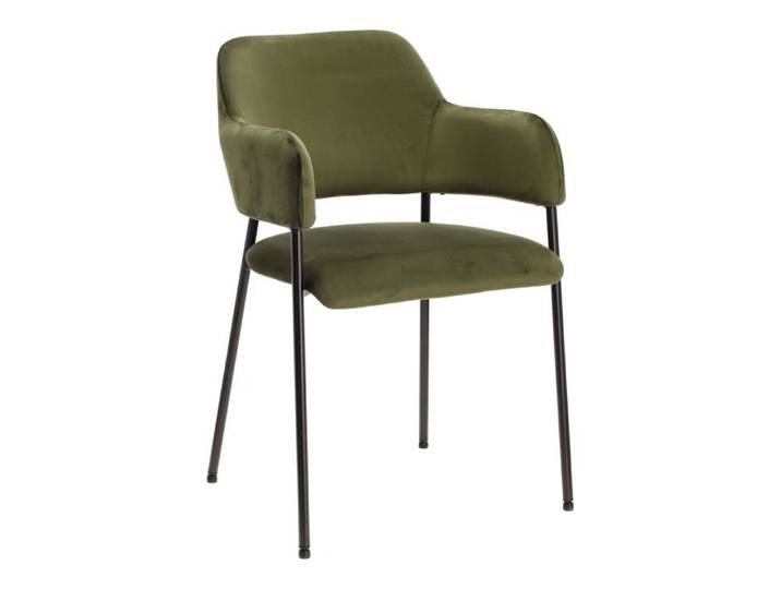 Lot de 2 chaises en velours Lima avec accoudoirs verts