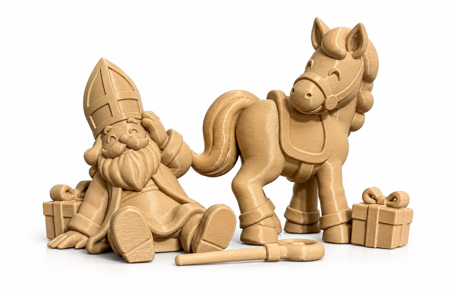 3D4PETS Sinterklaas met Paard Decoratie - 3D Geprint PLA - Tafeldecoratie