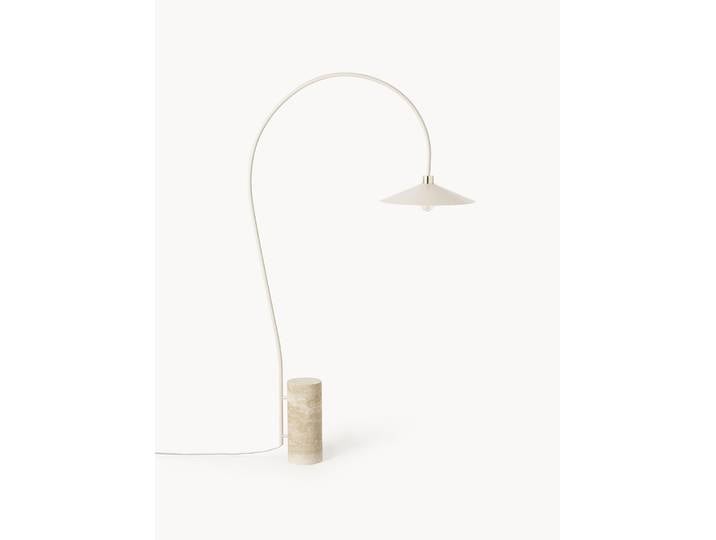 Lampadaire arc avec pied en travertin Cora