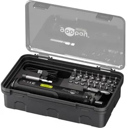 Goobay Tools Mini-Akkuschrauber-Set 28-tlg, 3 Drehmomentstufen 1-3 Nm, LED, 24 Bits, USB-C, 5V