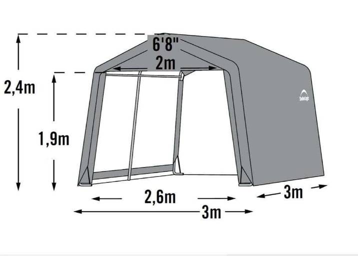 Shelter Logic Gerätehaus Shed-in-a-Box 9 m² aus Metall Gerätehaus Geräteschrank Fußboden nicht vorhanden Gartenhaus 9 m² Satteldach