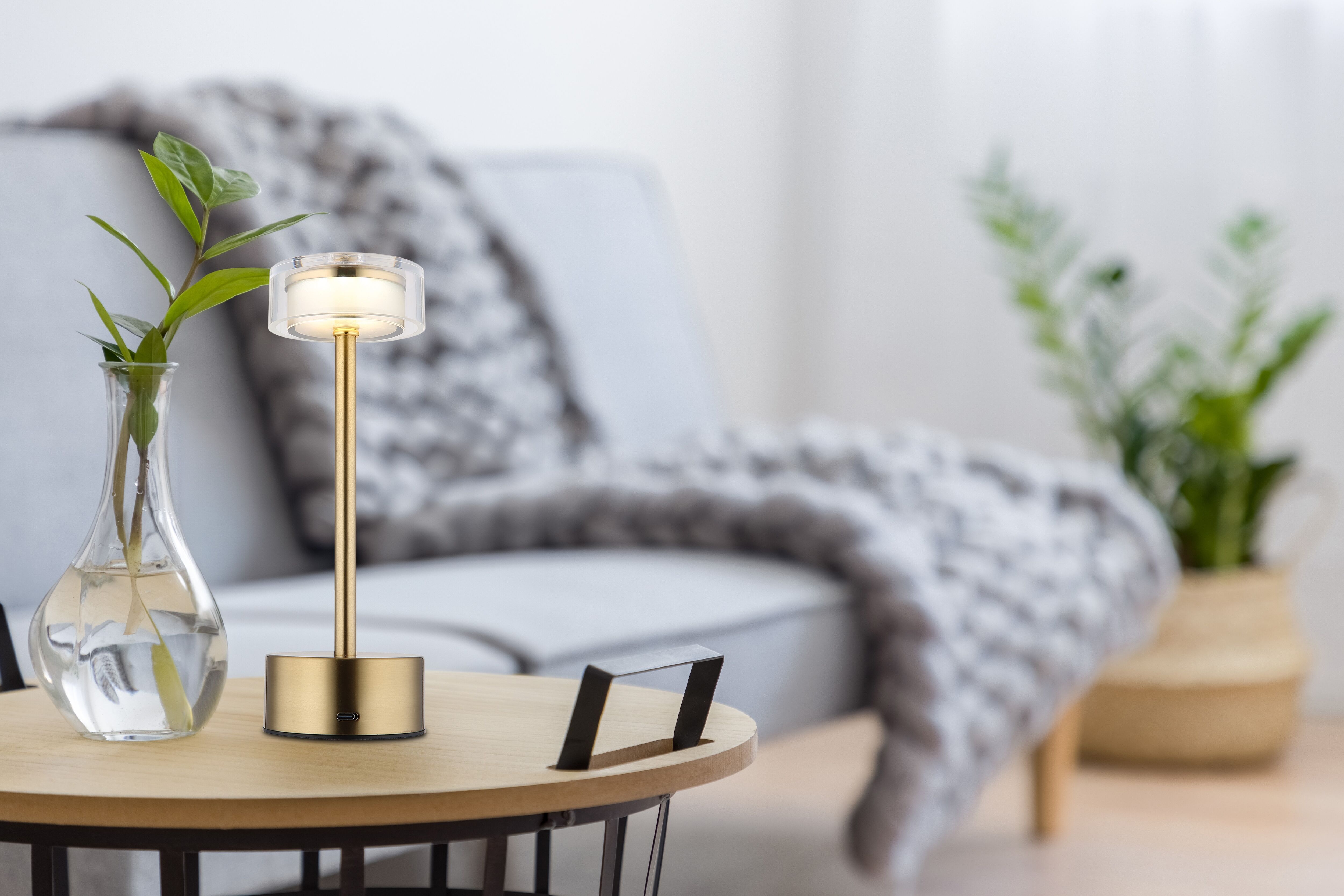 GLOBO LIGHTING LED Tischleuchte "SHIRA", gold (messingfarben matt), 1, 1 Stk., Leuchten, Akkutischleuchte, Touchdimmer, Lichttemperaturwechsel, LED Tischleuchte messingfarben matt 1, 1 Stk.