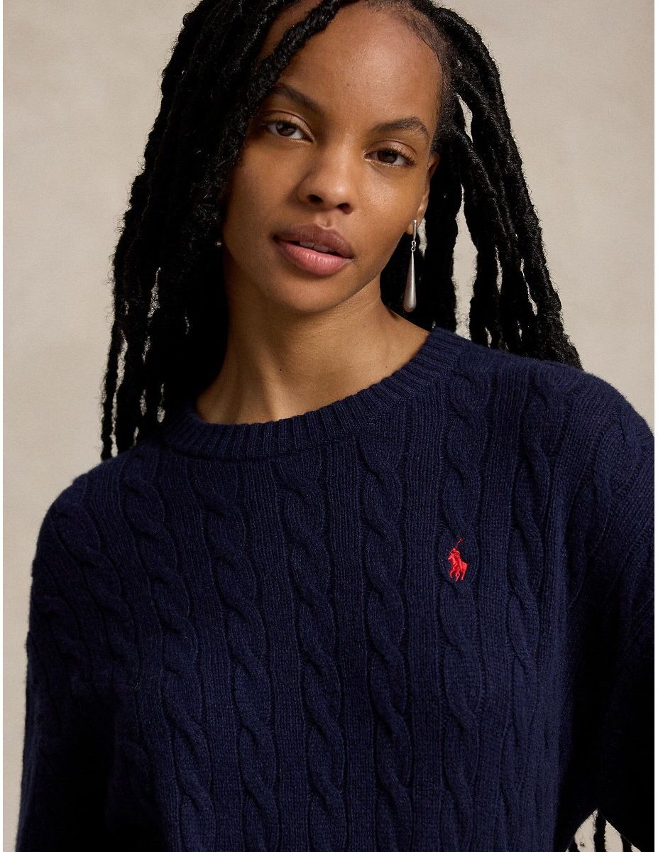 POLO RALPH LAUREN Robe courte torsadée, 80% laine 20% cachemire